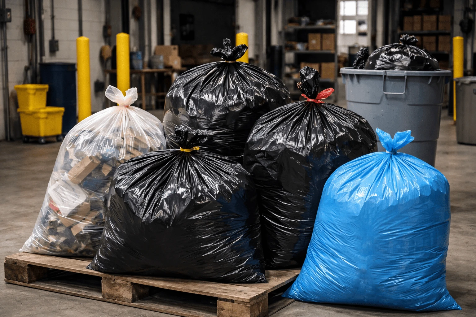 Heavy-Duty Waste Bags and Bins for Commercial and Industrial Use